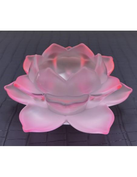 Bougeoir lotus en verre rose