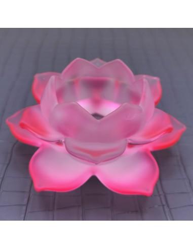 Bougeoir lotus en verre rouge