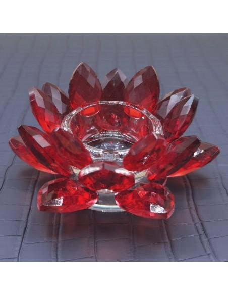 Bougeoir lotus en cristal rouge