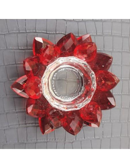 Bougeoir lotus en cristal rouge