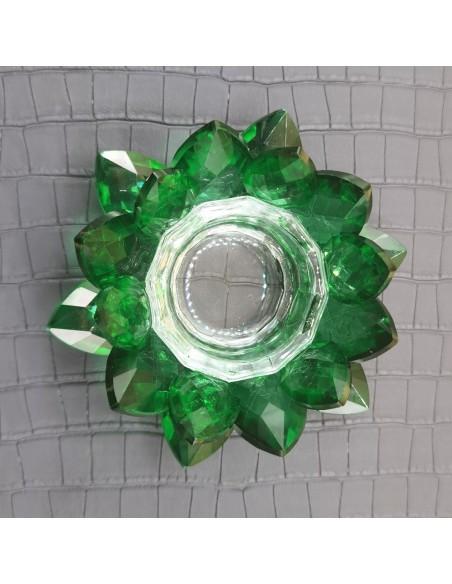 Bougeoir lotus en cristal vert