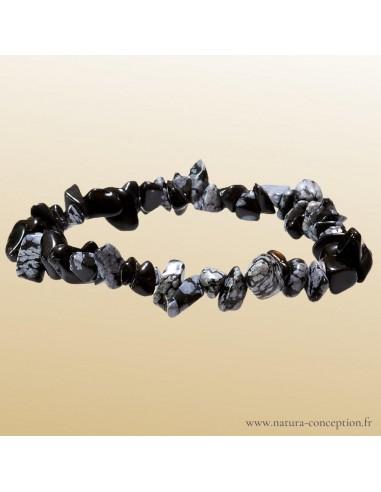 Bracelet baroque Obsidienne neige - Bracelet lithothérapie